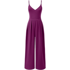 image:imageANRABESS Jumpsuits for Women Dressy Summer Casual Wide Leg One Piece RomperDark Purple