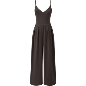 image:imageANRABESS Jumpsuits for Women Dressy Summer Casual Wide Leg One Piece RomperDeep Brown