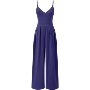 image:imageANRABESS Jumpsuits for Women Dressy Summer Casual Wide Leg One Piece RomperNavy Blue