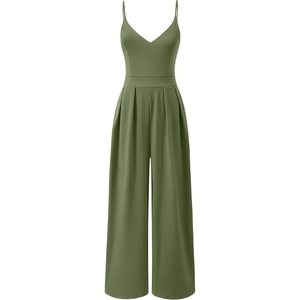 image:imageANRABESS Jumpsuits for Women Dressy Summer Casual Wide Leg One Piece RomperOlive Green