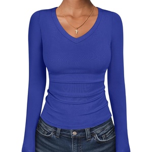 image:imageANRABESS Long Sleeve Shirts for Women Fall V Neck Slim Fit Tops Basic TeeRoyal Blue
