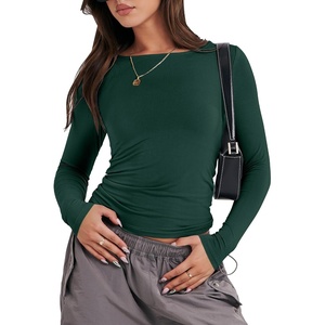 image:imageANRABESS Womens Long Sleeve Shirts Fitted Crop TopsForest