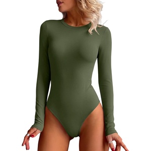 image:imageANRABESS Womens Long Sleeve Thermal Bodysuit TopsArmy Green