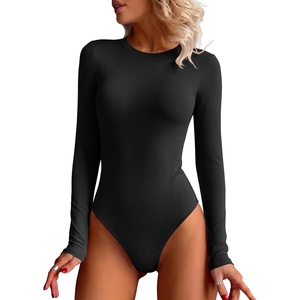 image:imageANRABESS Womens Long Sleeve Thermal Bodysuit TopsBlack