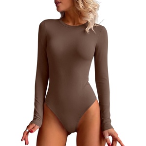 image:imageANRABESS Womens Long Sleeve Thermal Bodysuit TopsBrown