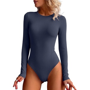 image:imageANRABESS Womens Long Sleeve Thermal Bodysuit TopsNavy Blue
