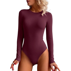 image:imageANRABESS Womens Long Sleeve Thermal Bodysuit TopsWine Red