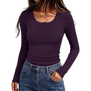 image:imageANRABESS Womens Thermal Shirts Henley Long Sleeve Fleece Tops Basic TeePurple