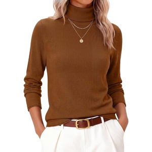 image:imageANRABESS Womens Turtleneck Wool Blend Lightweight SweatersDark Caramel
