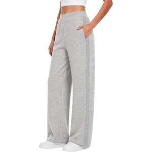 image:imageANRABESS Womens Waffle Knit Wide Leg Lounge PantsLight Grey