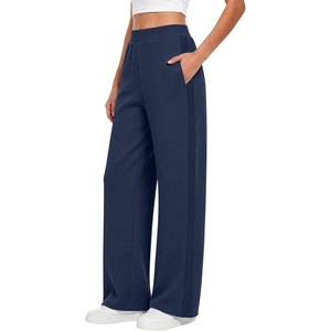 image:imageANRABESS Womens Waffle Knit Wide Leg Lounge PantsNavy Blue