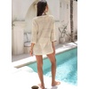 image:imageANRABESS Bathing Suit Cover Up for Women Swimsuit Crochet Knit Mini DressBeige