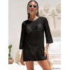 image:imageANRABESS Bathing Suit Cover Up for Women Swimsuit Crochet Knit Mini DressBlack