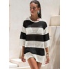 image:imageANRABESS Bathing Suit Cover Up for Women Swimsuit Crochet Knit Mini DressBlack White Stripe