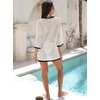 image:imageANRABESS Bathing Suit Cover Up for Women Swimsuit Crochet Knit Mini DressBlackwhite