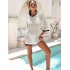 image:imageANRABESS Bathing Suit Cover Up for Women Swimsuit Crochet Knit Mini DressBlackwhite