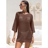 image:imageANRABESS Bathing Suit Cover Up for Women Swimsuit Crochet Knit Mini DressBrown