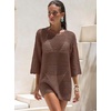 image:imageANRABESS Bathing Suit Cover Up for Women Swimsuit Crochet Knit Mini DressBrown