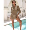 image:imageANRABESS Bathing Suit Cover Up for Women Swimsuit Crochet Knit Mini DressCamel