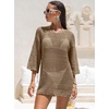 image:imageANRABESS Bathing Suit Cover Up for Women Swimsuit Crochet Knit Mini DressCamel