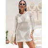 image:imageANRABESS Bathing Suit Cover Up for Women Swimsuit Crochet Knit Mini DressCream White