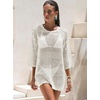 image:imageANRABESS Bathing Suit Cover Up for Women Swimsuit Crochet Knit Mini DressCream White