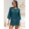 image:imageANRABESS Bathing Suit Cover Up for Women Swimsuit Crochet Knit Mini DressCyan