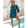 image:imageANRABESS Bathing Suit Cover Up for Women Swimsuit Crochet Knit Mini DressCyan