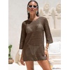 image:imageANRABESS Bathing Suit Cover Up for Women Swimsuit Crochet Knit Mini DressDeep Brown