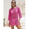 image:imageANRABESS Bathing Suit Cover Up for Women Swimsuit Crochet Knit Mini DressHot Pink