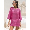 image:imageANRABESS Bathing Suit Cover Up for Women Swimsuit Crochet Knit Mini DressHot Pink