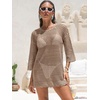 image:imageANRABESS Bathing Suit Cover Up for Women Swimsuit Crochet Knit Mini DressKhaki
