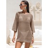 image:imageANRABESS Bathing Suit Cover Up for Women Swimsuit Crochet Knit Mini DressKhaki