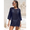 image:imageANRABESS Bathing Suit Cover Up for Women Swimsuit Crochet Knit Mini DressNavy Blue