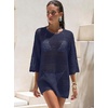 image:imageANRABESS Bathing Suit Cover Up for Women Swimsuit Crochet Knit Mini DressNavy Blue