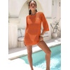 image:imageANRABESS Bathing Suit Cover Up for Women Swimsuit Crochet Knit Mini DressOrange