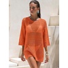 image:imageANRABESS Bathing Suit Cover Up for Women Swimsuit Crochet Knit Mini DressOrange