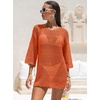 image:imageANRABESS Bathing Suit Cover Up for Women Swimsuit Crochet Knit Mini DressOrange