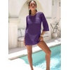 image:imageANRABESS Bathing Suit Cover Up for Women Swimsuit Crochet Knit Mini DressPurple