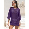 image:imageANRABESS Bathing Suit Cover Up for Women Swimsuit Crochet Knit Mini DressPurple
