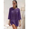 image:imageANRABESS Bathing Suit Cover Up for Women Swimsuit Crochet Knit Mini DressPurple