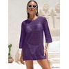 image:imageANRABESS Bathing Suit Cover Up for Women Swimsuit Crochet Knit Mini DressPurple