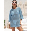 image:imageANRABESS Bathing Suit Cover Up for Women Swimsuit Crochet Knit Mini DressSky Blue