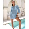 image:imageANRABESS Bathing Suit Cover Up for Women Swimsuit Crochet Knit Mini DressSky Blue