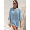 image:imageANRABESS Bathing Suit Cover Up for Women Swimsuit Crochet Knit Mini DressSky Blue
