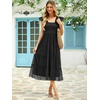 image:imageANRABESS Floral Wedding Guest Dresses for Women Smocked Tulle Midi DressBlack