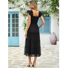 image:imageANRABESS Floral Wedding Guest Dresses for Women Smocked Tulle Midi DressBlack