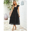 image:imageANRABESS Floral Wedding Guest Dresses for Women Smocked Tulle Midi DressBlack