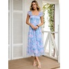 image:imageANRABESS Floral Wedding Guest Dresses for Women Smocked Tulle Midi DressBlue Floral Purple