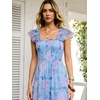 image:imageANRABESS Floral Wedding Guest Dresses for Women Smocked Tulle Midi DressBlue Floral Purple